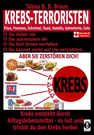 Krebs-Terroristen: Pizza, Pommes, Schnitzel, Toast, Nutella, Sahnetorte, Cola. Du liebst sie, sie schmecken Dir, Du bist ihnen v