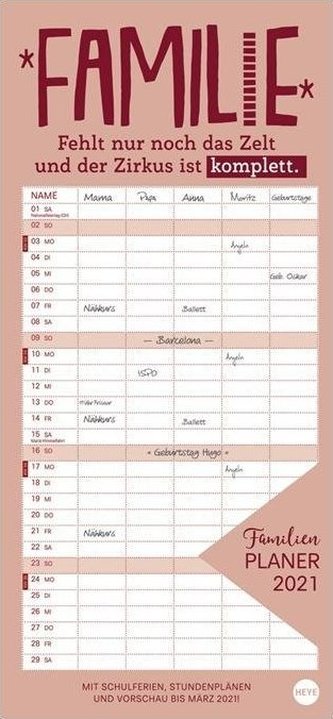 Typo Familienplaner - Kalender 2021