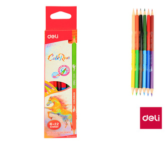 Pastelky DELI trojhranné ColoRun   2v1 12 barev EC00500