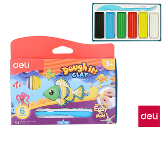 Plastelína 120g  6 barev DELI ED75110