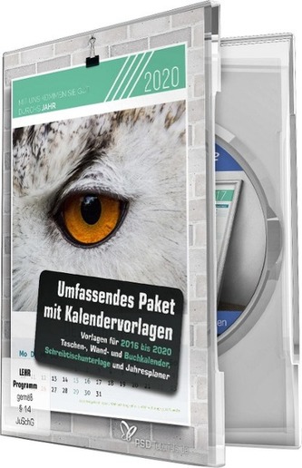 Umfassendes Paket mit Kalendervorlagen 2016 bis 2020
