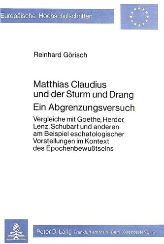 Matthias Claudius und der Sturm und Drang - Ein Abgrenzungsversuch