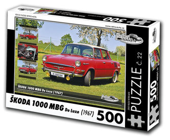 Retro auta Puzzle č. 22 - ŠKODA 1000 MBG De Luxe (1967) - 500 dílků