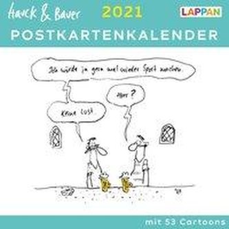 Hauck & Bauer Postkartenkalender 2021: Cartoons zum Aufstellen und Verschicken