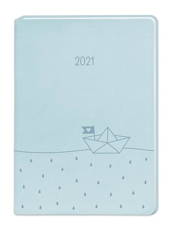 Terminplaner Lederlook A6 Hellblau 2021