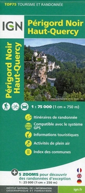 IGN 75 000 Touristische Wanderkarte Perigord Noir Haut Quercy