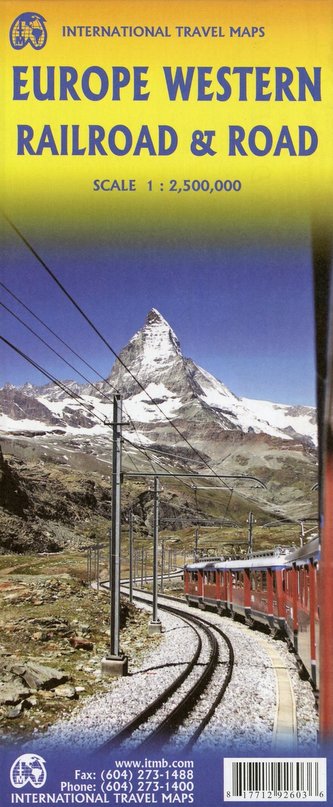 Western Europe Rail & Road Map 1:2500000