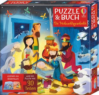 Puzzle und Buch: Die Weihnachtsgeschichte