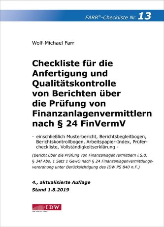 Checkliste 13 (Finanzanlagenvermittler), 4. A.