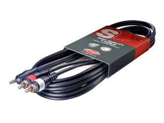 Kabel STAGG mini JACK stereo/2xCINCH 3m