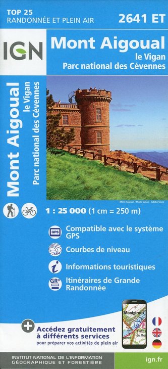 Mont Aigoual. le Vigan. Parc national des Cévennes 1 : 25 000