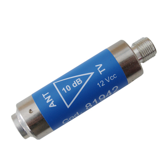 Anténní předzesilovač Emme Esse 81942L, +12dB, UHF, filtr LTE, Fm-Ff, váleček,12V/22mA