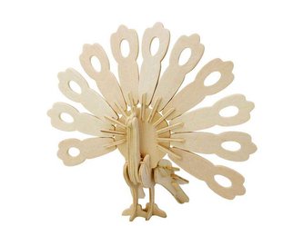 Dřevěné 3D puzzle Dřevěná skládačka zvířata páv