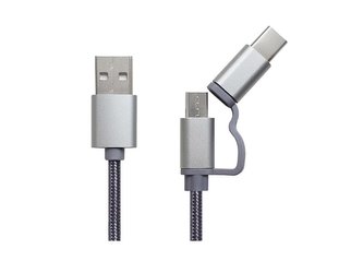 Kabel IGET G2V1 USB/Micro USB/USB-C TYPE 1m stříbrný