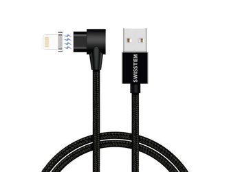 Kabel SWISSTEN USB/Lightning 1,2m černý magnetický textilní