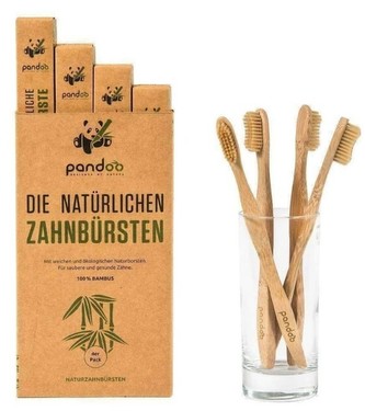 Pandoo Bambusové Kartáčky Medium Soft - výhodné balení 4 ks