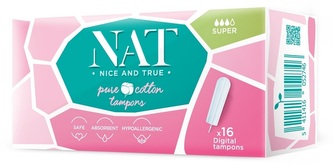 Tampony NAT nice & true z organické bavlny - super (16 ks)