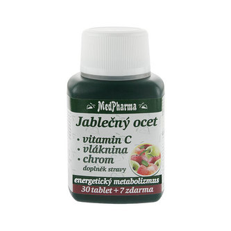 MedPharma Jablečný ocet + vitamín C + vláknina + chrom 30 tbl. + 7 tbl. ZDARMA