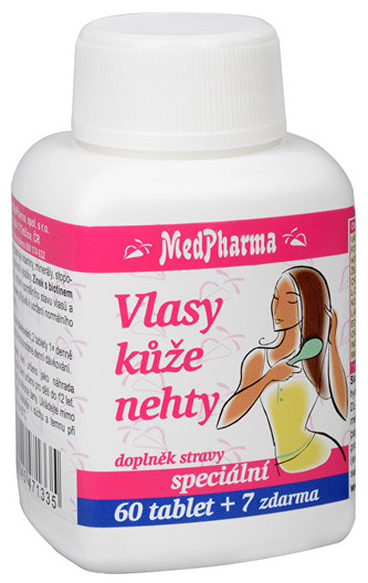 MedPharma Vlasy, kůže, nehty 60 tbl. + 7 tbl. ZDARMA