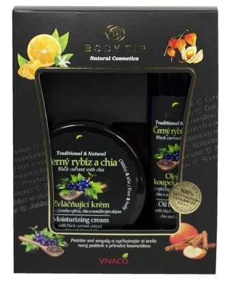 body tip Dárková kazeta Černý rybíz s chia - Zvláčňující krém 200 ml + Pěna do koupele 200 ml