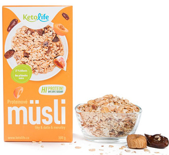 KetoLife Proteinové müsli - Fíky, datle a meruňky 500 g