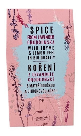 BIO Levandule Chodouňská BIO koření z tradiční české mateřídoušky, citronové trávy a Levandule Chodouňské 15 g