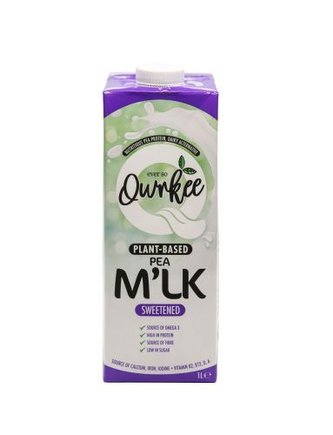 Qwrkee Vegan Pea milk - hrachové mléko slazené 1000 ml