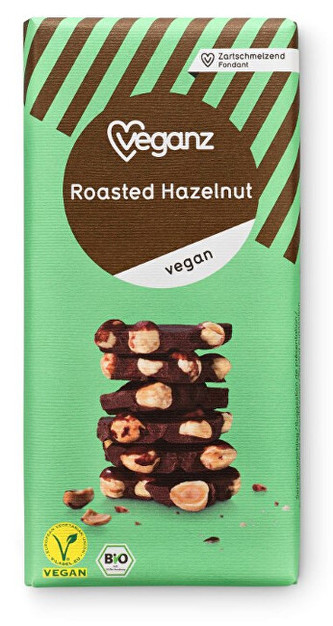 Veganz Čokoláda s praženými lískovými ořechy, Bio 80 g