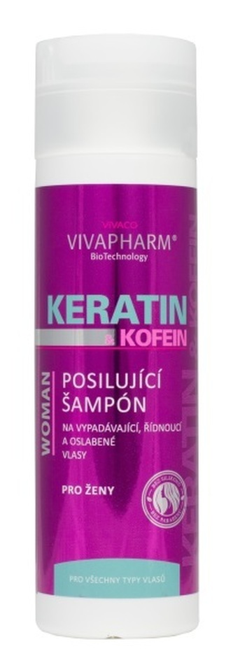 Vivapharm Keratinový regenerační balzám na vlasy s kofeinem pro ženy 200 ml