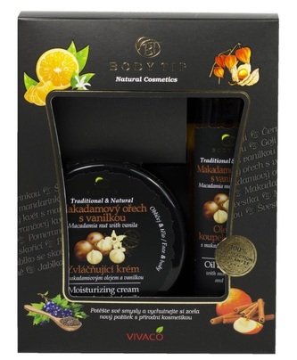 body tip Dárková kazeta Makadamový ořech s vanilkou - Zvláčňující krém 200 ml + Pěna do koupele 200 ml