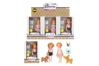 Panenka s doplňky plast 12cm 1 ks v krabičce / 3 druhy