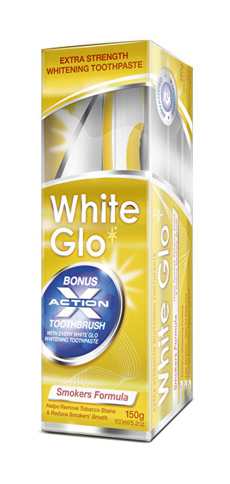 White Glo Smokers zubní pasta pro kuřáky 150 g + kartáček na zuby a mezizubní kartáčky