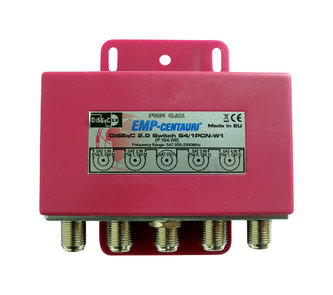 Satelitní relé (S4/1PCN-W1), přepínač DiseqC 1.0, 4xSAT IF/1xSAT IF, červený kryt, záruka 72 měsíců