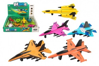 Letadlo/stíhačka kov/plast 11-13cm na zpětné natažení 1 ks, mix druhů