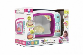 Mikrovlnná trouba plast 21x16cm na baterie se zvukem se světlem v krabici 26,5x19x13cm