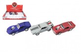Auto sportovní kov/plast 12cm na baterie se zvukem mix druhů na zpětné natažení 12ks v boxu
