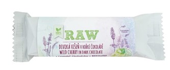 BIO Levandule Chodouňská BIO RAW tyčinka Divoká višeň s Levandulí Chodouňskou v hořké čokoládě 50 g