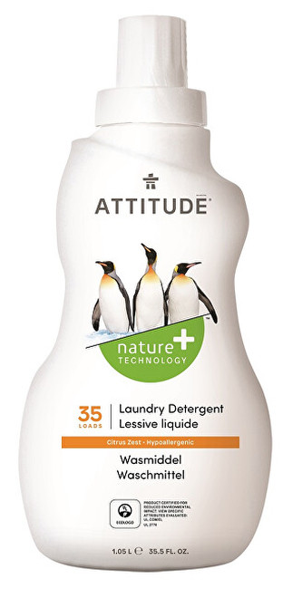 ATTITUDE Nature+ Prací gel ATTITUDE s vůní citronové kůry 1050 ml (35 pracích dávek)