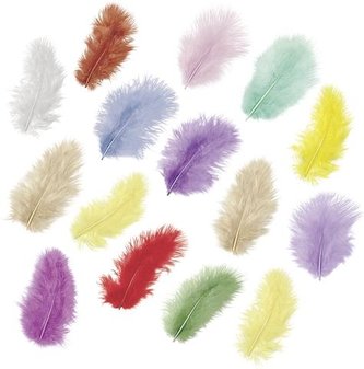 Dekorativní peříčka Marabu mix - pastelové barvy 15 ks / 5 cm