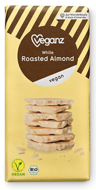 Veganz Bílá čokoláda s praženými mandlemi, Bio 80 g