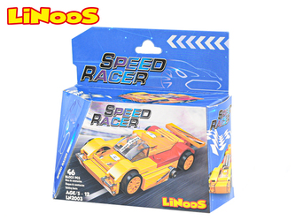 LiNooS stavebnice 46ks auto sportovní na volný chod v krabičce