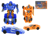 Auto/robot 15-19cm modré/oranžové s doplňky 2ks v krabičce