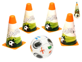 Fotbalové kužely 18cm 4ks s míčem 12cm 10m+ v síťce