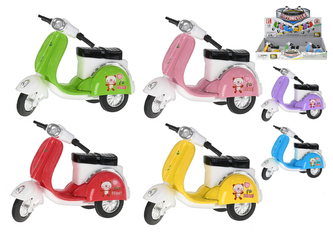 Scooter veselý 11cm kov zpětný chod 1 ks / 6 různých barev