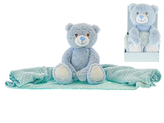 Medvídek plyšový 26cm sedící s dětskou dekou 75x75cm v krabičce