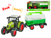 Traktor s cisternou 38cm 1:16 na setrvačník na baterie se světlem a zvukem v krabičce