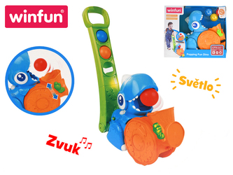 Dinosaurus 31cm s rukojetí chytající míčky 3ks na baterie se světlem a zvukem 12m+ v krabičce