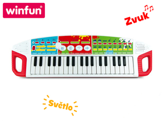 Pianko 46cm 37kláves nahrávací na baterie se světlem a zvukem v krabičce
