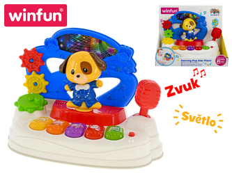 Pianko s pejskem 27cm interaktivní na baterie se světlem a zvukem 18m+ v krabičce