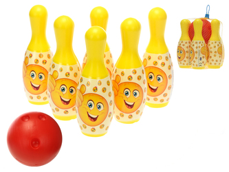 Kuželky veselé 19cm 6ks s míčkem 10m+ v síťce